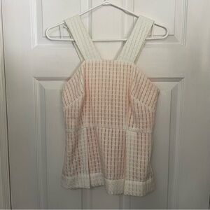 Anthropologie Maeve white and peach gingham basket tank top blouse size 4